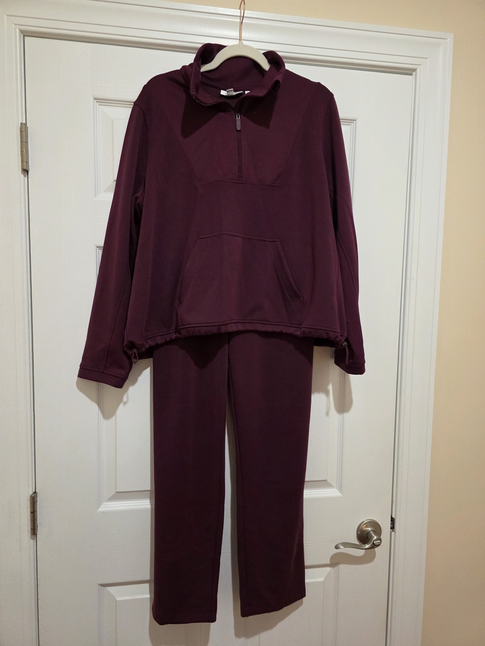 Chico's Deep Wine Half-Zip Pullover & Joggers Set